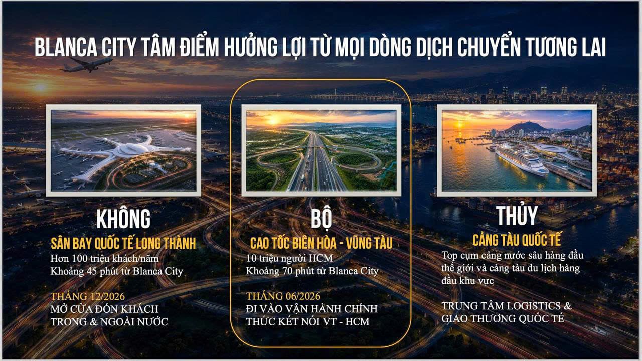 Đồ họa kết nối hàng không, đường bộ và đường thủy của Blanca City